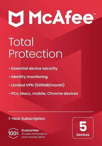 McAfee Total Protection 2023 | 5 Device | Cybersecurity Software Includes Antivirus, Secure VPN, Password Manager, Dark Web Monitoring 
