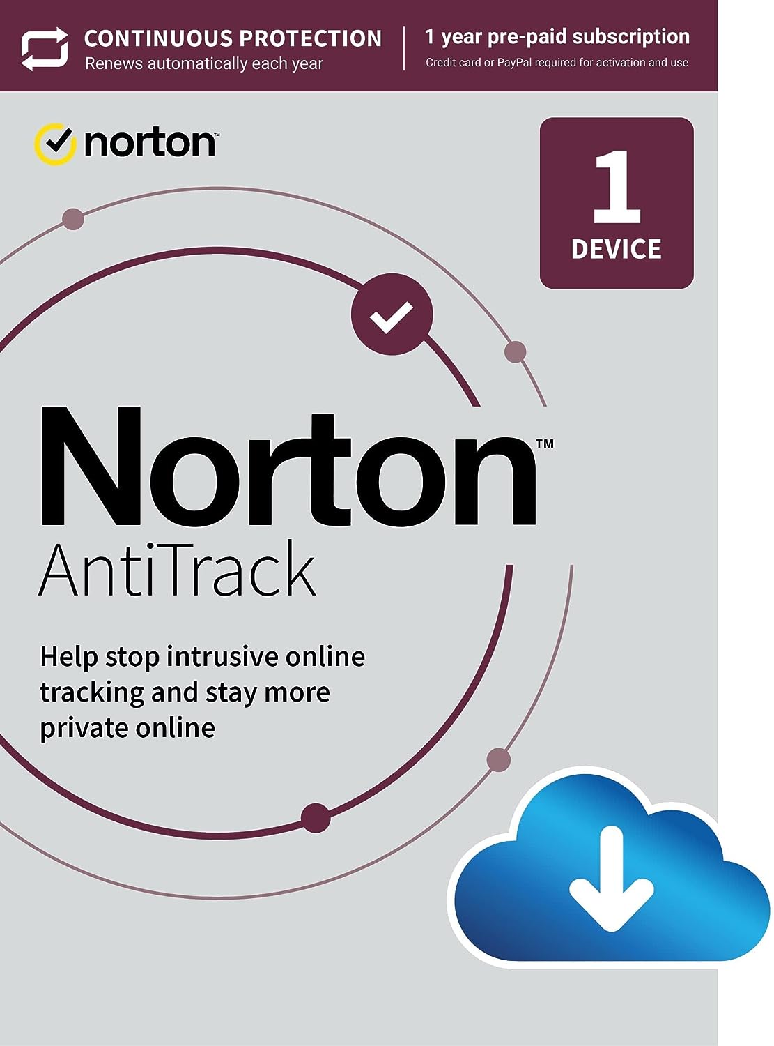 Norton AntiTrack – for blocking trackers and protecting privacy online, for 1 PC or Mac [Download]
